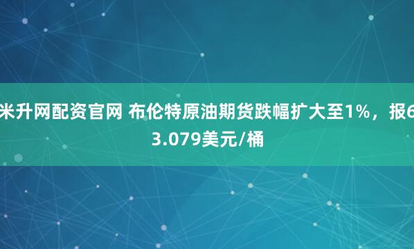 米升网配资官网 布伦特原油期货跌幅扩大至1%，报63.079美元/桶